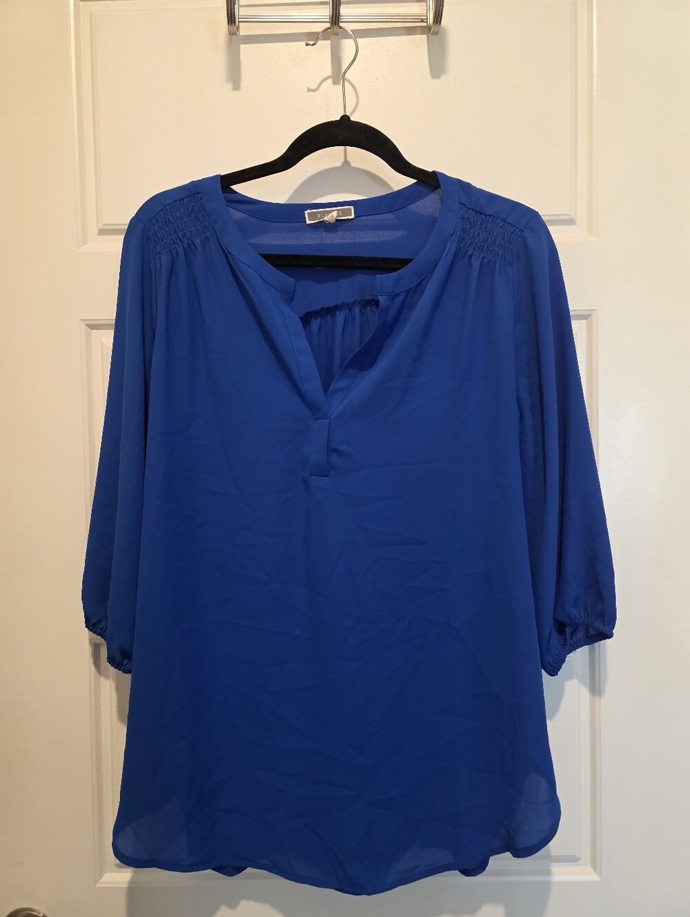 Pleione Royal Blue Split-Neck Tunic
